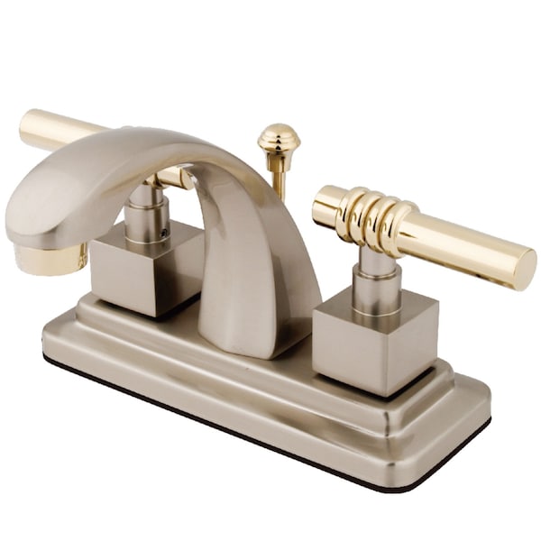 KS4649QL 4" Centerset Bathroom Faucet, Brushed Nickel/Polished Brass
